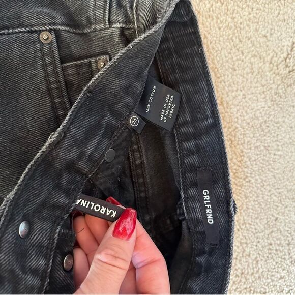 GRLFRND Karolina 100% cotton black jeans frayed hem - Picture 7 of 13